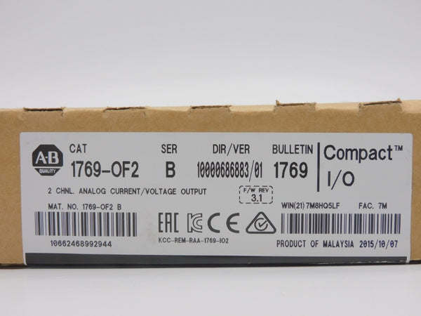 ALLEN BRADLEY 1769-OF2 SER. B F/W 3.1 VER. 01 DATE: 2015 NSFS