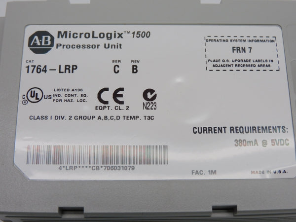 ALLEN BRADLEY 1764-LRP SER. C F/W 7 REV. B 5VDC NSNP