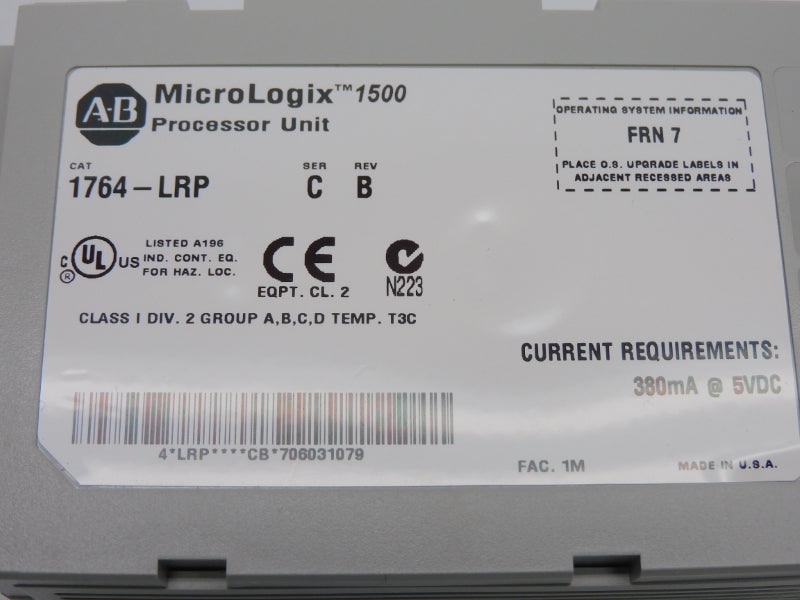 ALLEN BRADLEY 1764-LRP SER. C F/W 7 REV. B 5VDC NSNP