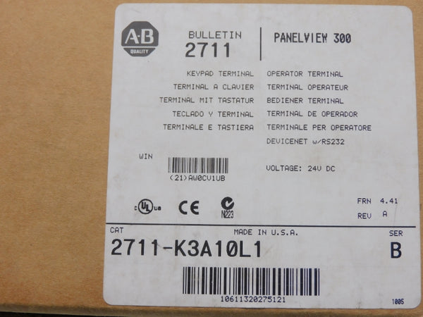 ALLEN BRADLEY 2711-K3A10L1 SER. B F/W 4.41 REV. A 24VDC NSFS