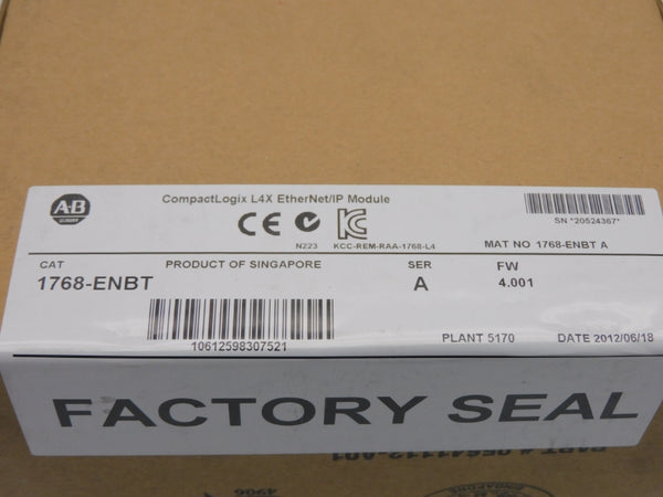 ALLEN BRADLEY 1768-ENBT SER. A F/W 4.001 DATE: 2012 NSFS