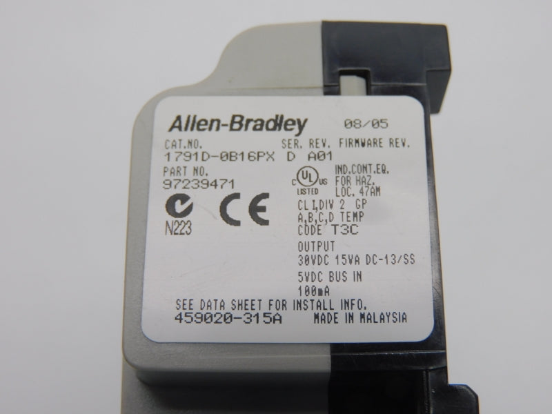 ALLEN BRADLEY 1791D-0B16PX SER. D REV. A01 30VDC (AS IS) UNMP