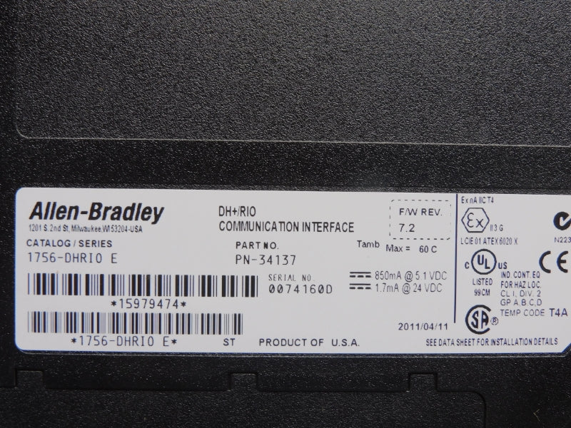 ALLEN BRADLEY 1756-DHRIO SER. E F/W 7.2 24VDC (NO CONNECTOR) UNMP