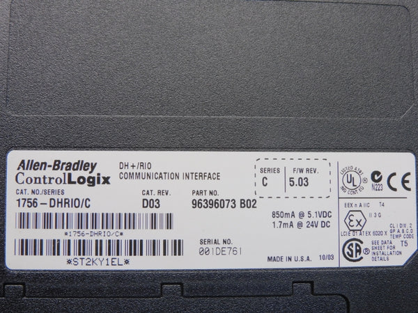 ALLEN BRADLEY 1756-DHRIO SER. C F/W 5.03 REV. D03 24VDC (NO CONNECTOR) NSNP