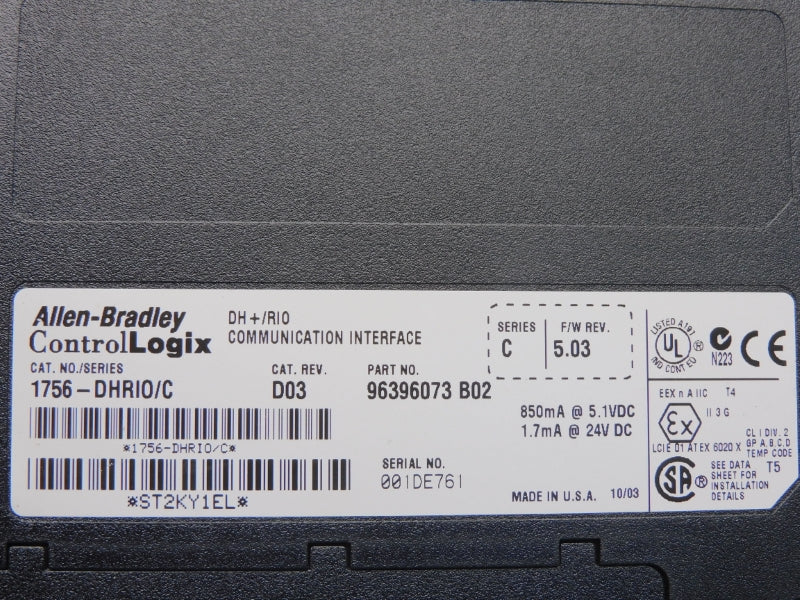 ALLEN BRADLEY 1756-DHRIO SER. C F/W 5.03 REV. D03 24VDC (NO CONNECTOR) NSNP
