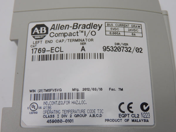 ALLEN BRADLEY 1769-ECL SER. A VER. 02 24VDC 0.005A NSMP