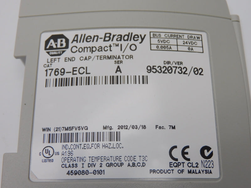 ALLEN BRADLEY 1769-ECL SER. A VER. 02 24VDC 0.005A NSMP