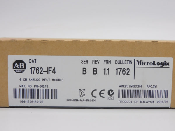 ALLEN BRADLEY 1762-IF4 SER. B F/W 1.1 REV. B 24VDC 0.05A NSMP