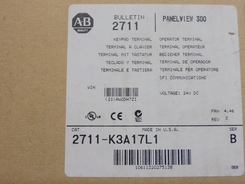 ALLEN BRADLEY 2711-K3A17L1 SER. B F/W 4.46 REV. C 24VDC .25A NSMP