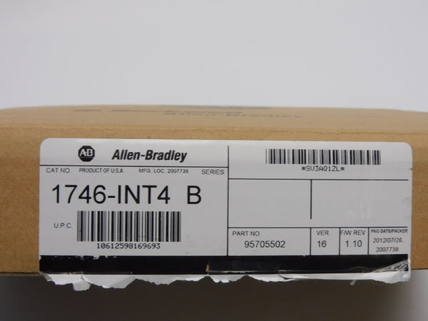 ALLEN BRADLEY 1746-INT4 SER. B F/W 1.10 VER. 16 24VDC 0.110A NSMP