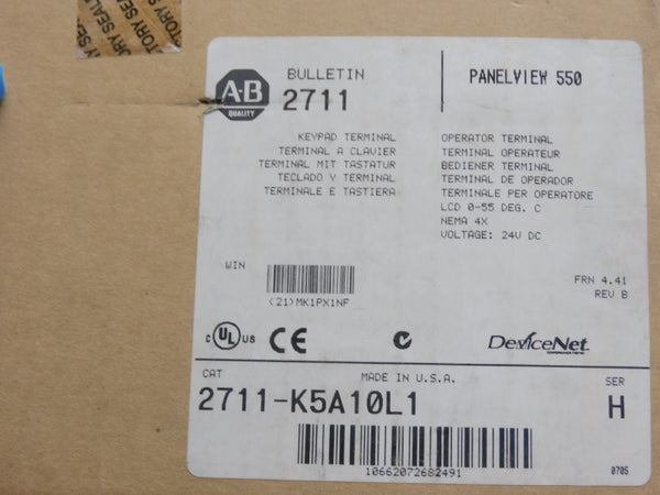 ALLEN BRADLEY 2711-K5A10L1 SER. H F/W 4.41 REV. B 24VDC NSMP