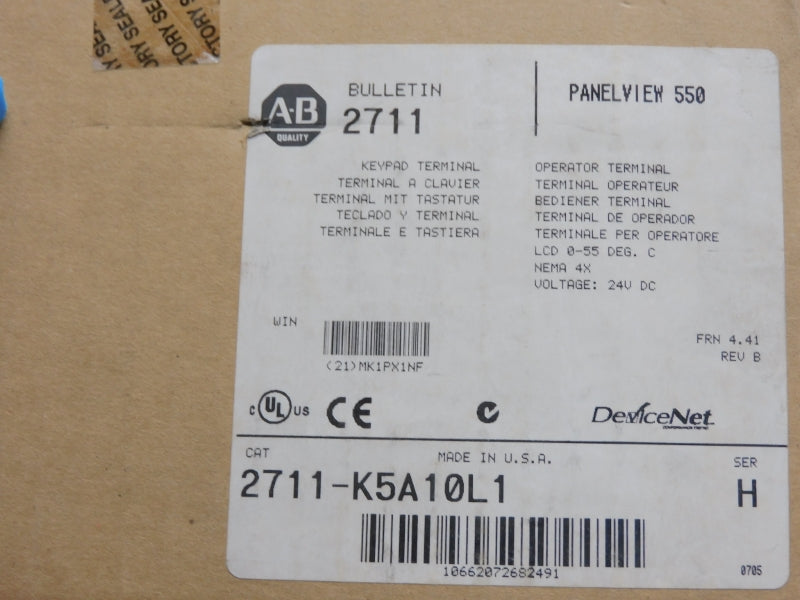 ALLEN BRADLEY 2711-K5A10L1 SER. H F/W 4.41 REV. B 24VDC NSMP