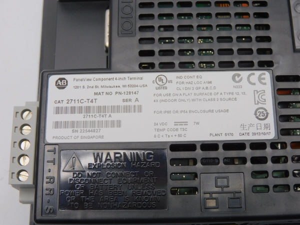ALLEN BRADLEY 2711C-T4T SER. A 24VDC NSMP