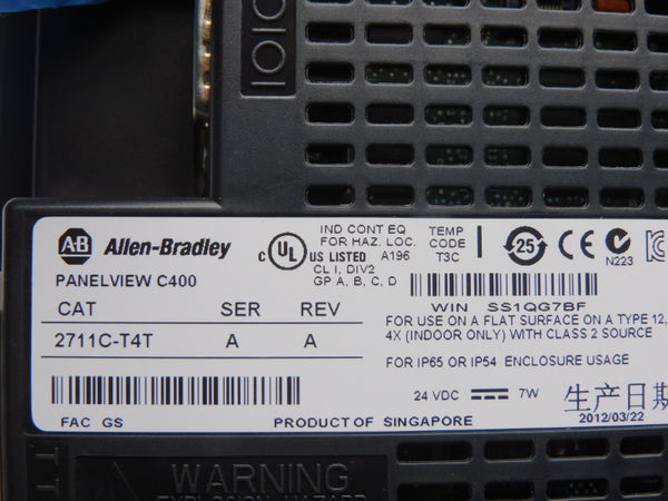 ALLEN BRADLEY 2711C-T4T SER. A REV. A 24VDC NSMP