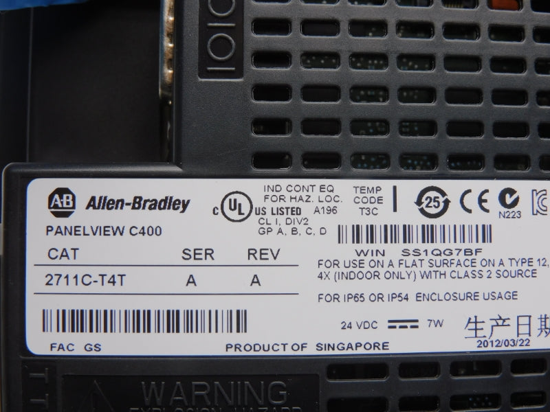 ALLEN BRADLEY 2711C-T4T SER. A REV. A 24VDC NSMP