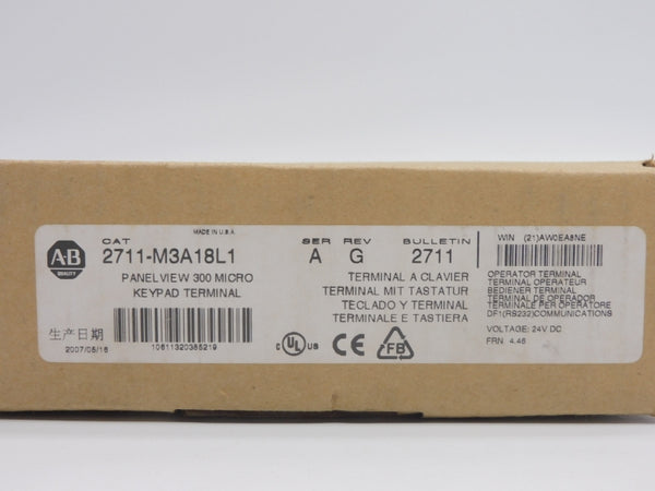ALLEN BRADLEY 2711-M3A18L1 SER. A F/W 4.46 REV. G 24VDC NSMP