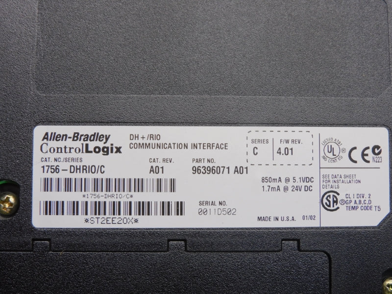 ALLEN BRADLEY 1756-DHRIO SER. C F/W 4.01 REV. A01 24VDC (NO CONNECTOR) NSNP