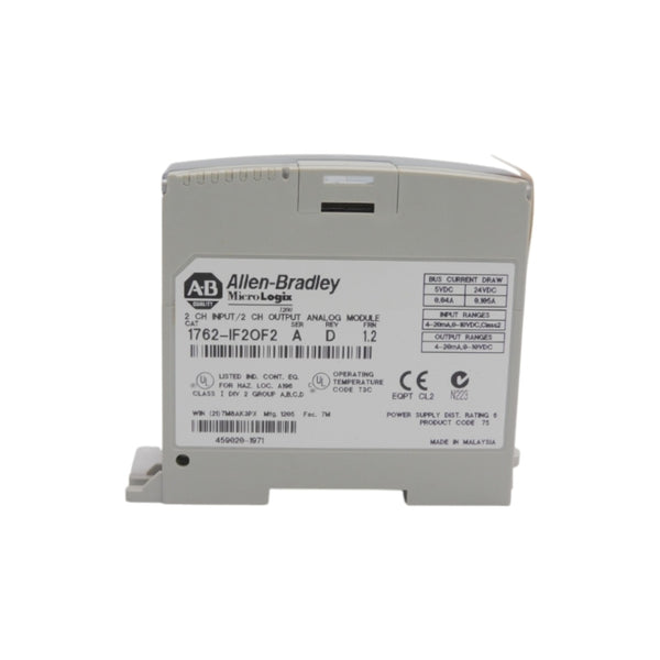 ALLEN BRADLEY 1762-IF2OF2 SER. A F/W 1.2 24VDC 0.105A REV. D NSNP