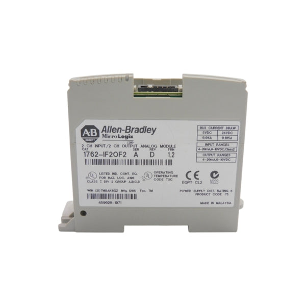 ALLEN BRADLEY 1762-IF2OF2 SER. A F/W 1.2 REV. D 24VDC 0.105A ( NO DOOR) NSNP