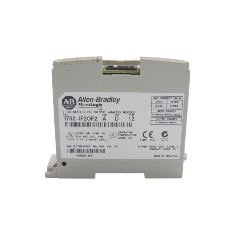 ALLEN BRADLEY 1762-IF2OF2 SER. A F/W 1.2 REV. D 24VDC 0.105A ( NO DOOR) NSNP