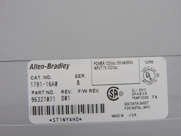 ALLEN BRADLEY 1791-16A0 SER. B REV. D01 79-132VAC NSNP