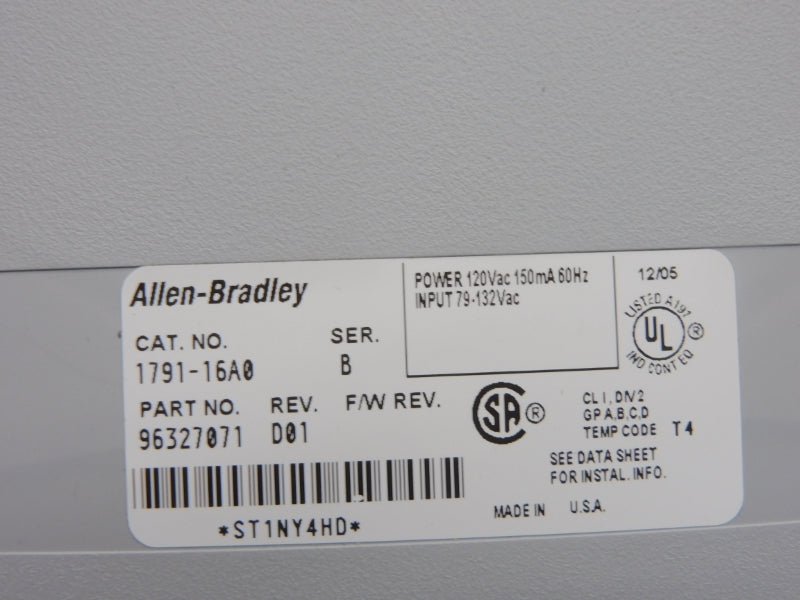 ALLEN BRADLEY 1791-16A0 SER. B REV. D01 79-132VAC NSNP