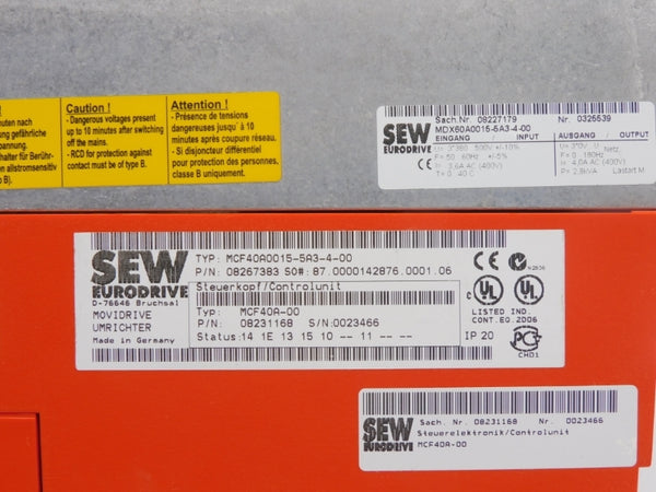 SEW EURODRIVE MCF40A0015-5A3-4-00 08267383 380-500V 4.0A UNMP