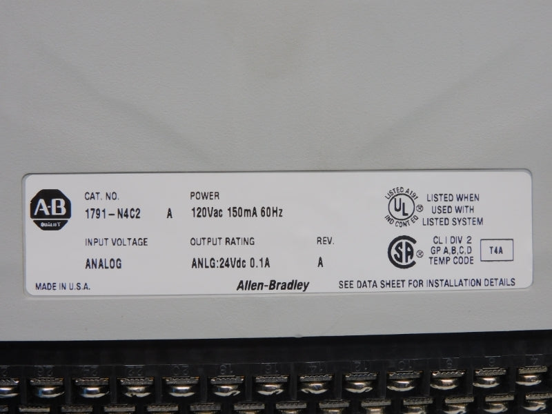 ALLEN BRADLEY 1791-N4C2 SER. A REV. A 120VAC 0.1A UNMP