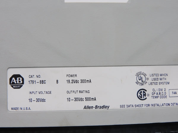ALLEN BRADLEY 1791-8BC SER. B 10-30VDC UNMP