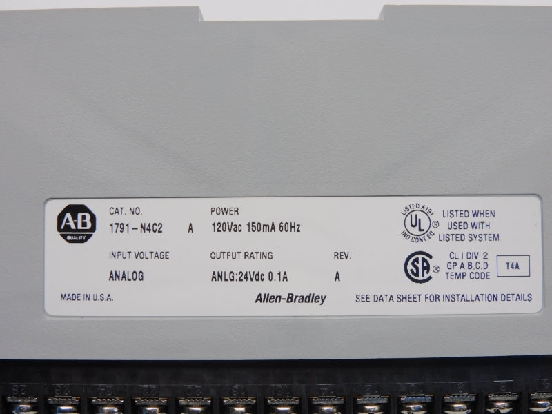 ALLEN BRADLEY 1791-N4C2 SER. A REV. A 120VAC 0.1A NSNP
