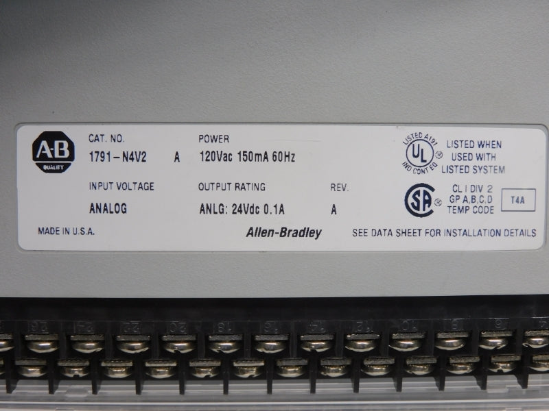 ALLEN BRADLEY 1791-N4V2 SER. A REV. A 120VAC 0.1A NSNP