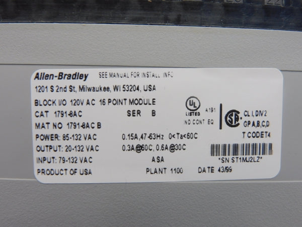 ALLEN BRADLEY 1791-8AC SER. B 79-132VAC UNMP