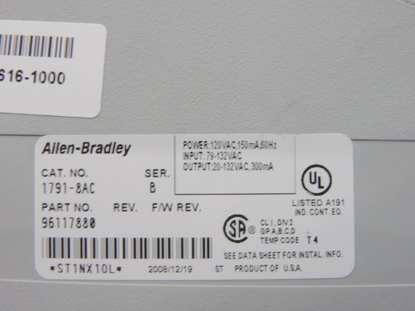 ALLEN BRADLEY 1791-8AC SER. B 120VAC UNMP