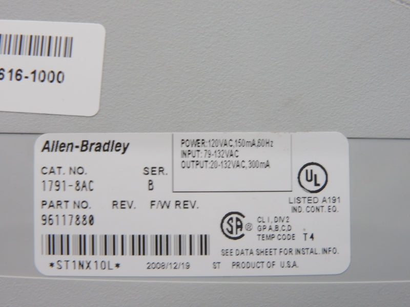 ALLEN BRADLEY 1791-8AC SER. B 120VAC UNMP