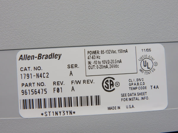 ALLEN BRADLEY 1791-N4C2 SER. A F/W A REV. F01 85-132VAC NSNP