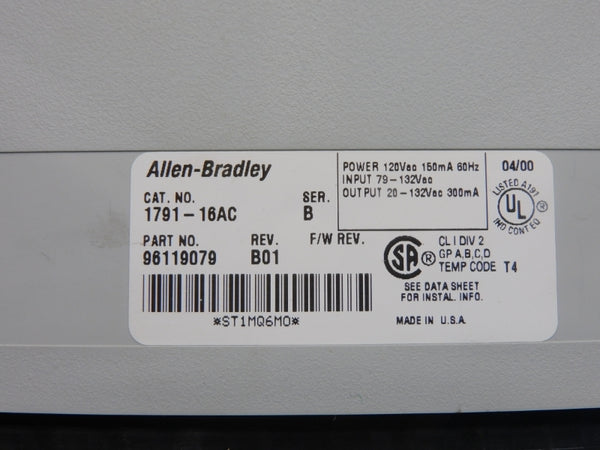 ALLEN BRADLEY 1791-16AC SER. B REV. B01 79-132VAC UNMP