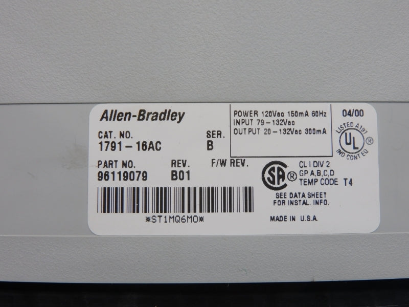 ALLEN BRADLEY 1791-16AC SER. B REV. B01 79-132VAC UNMP