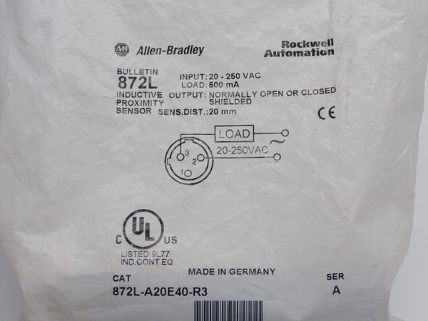 ALLEN BRADLEY 872L-A20E40-R3 SER. A 20-250VAC NSMP