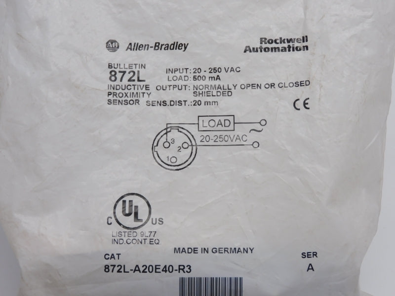 ALLEN BRADLEY 872L-A20E40-R3 SER. A 20-250VAC NSMP