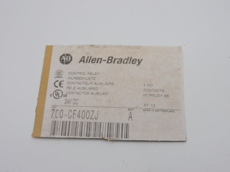 ALLEN BRADLEY 700-CF400ZJ SER. A 24VDC 20A UNMP