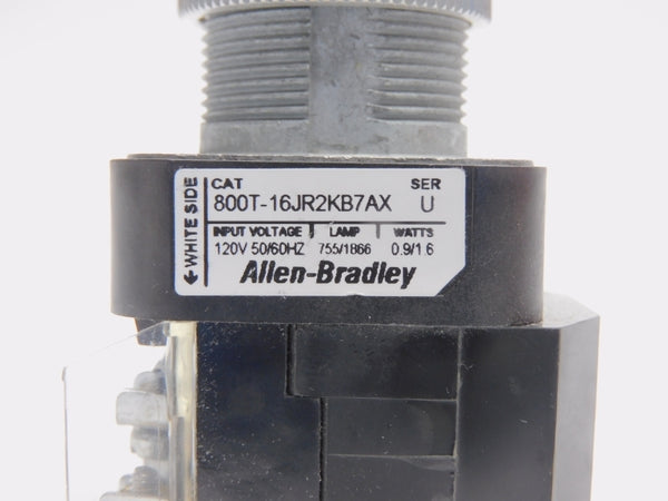 ALLEN BRADLEY 800T-16JR2KB7AX SER. U 120V (WH) NSMP