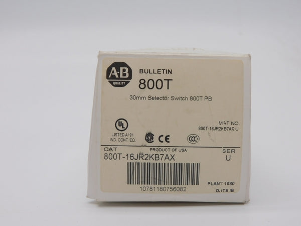 ALLEN BRADLEY 800T-16JR2KB7AX SER. U 120V (WH) NSMP