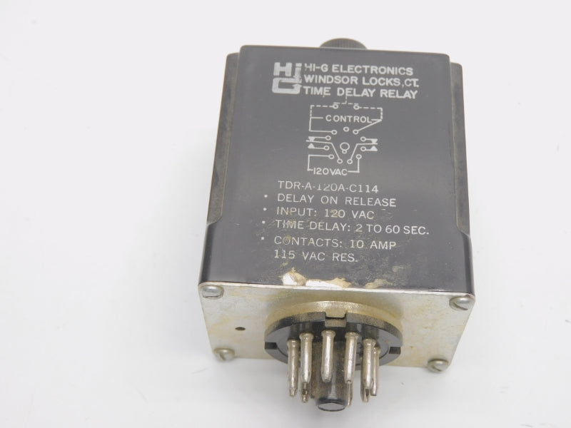 HI-G ELECTRONICS TDR-A-120A-C114 120VAC 10A 2-60SEC UNMP