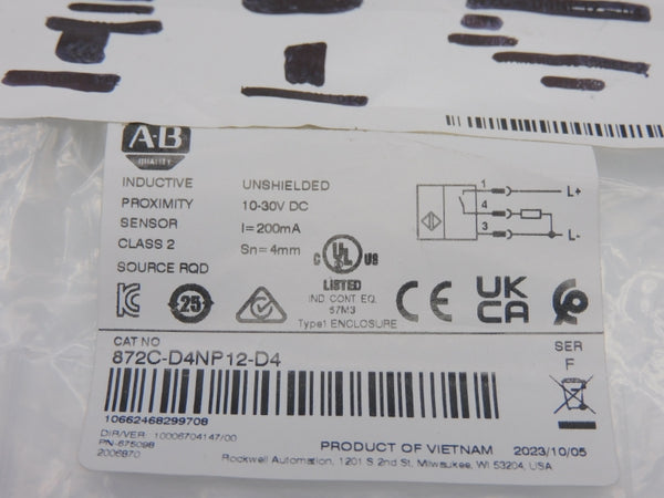 ALLEN BRADLEY 872C-D4NP12-D4 SER. F 10-30VDC NSMP
