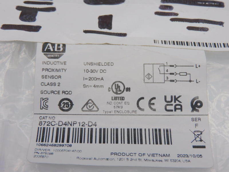 ALLEN BRADLEY 872C-D4NP12-D4 SER. F 10-30VDC NSMP