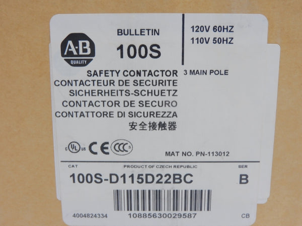 ALLEN BRADLEY 100S-D115D22BC SER. B 110/120V 250A (BR/WH) NSMP