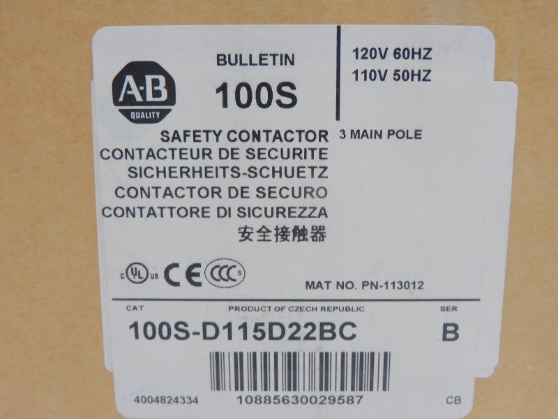 ALLEN BRADLEY 100S-D115D22BC SER. B 110/120V 250A (BR/WH) NSMP