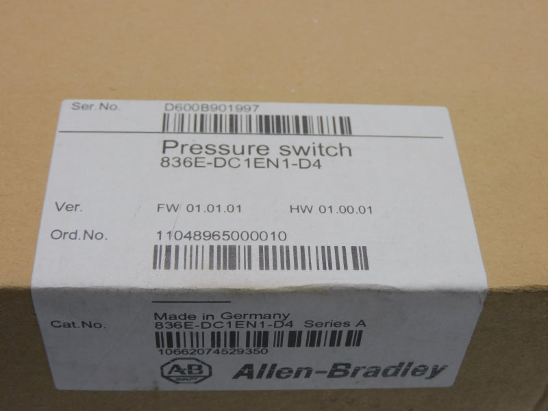 ALLEN BRADLEY 836E-DC1EN1-D4 SER. A F/W 01.01.01 12-30VDC 0-150PSI NSMP