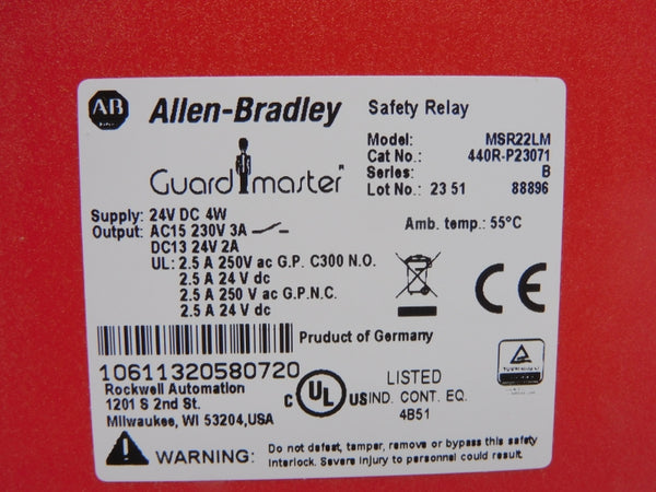 ALLEN BRADLEY 440R-P23071 SER. B 24VDC 3A (BR/WH) NSMP