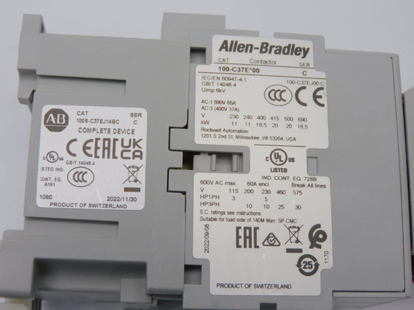 ALLEN BRADLEY 100S-C37EJ14BC SER. C 24VDC 65A (BR/WH) NSMP